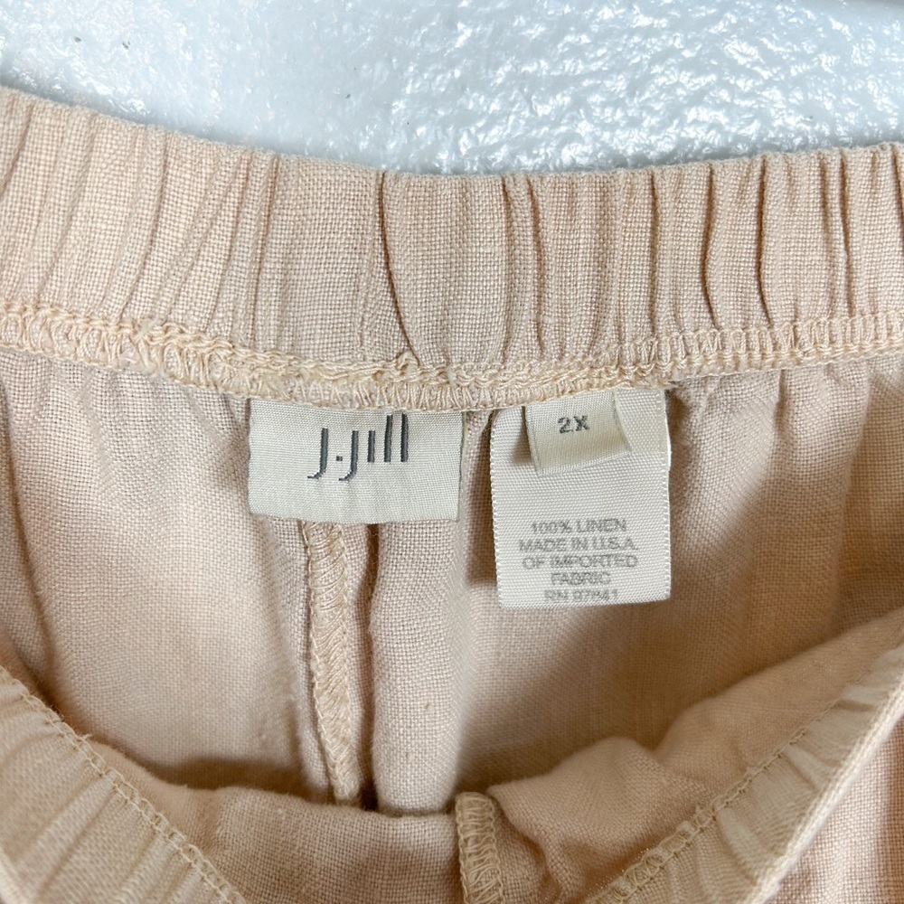 J. Jill 100% Linen Crochet Hem Relaxed Pants - Picture 4 of 7